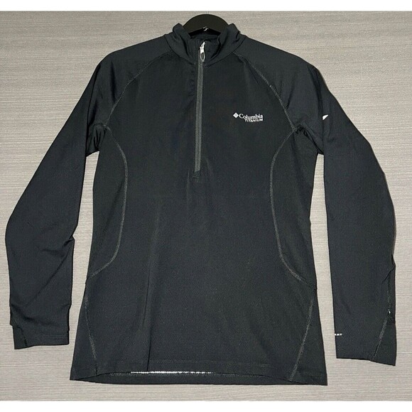 Columbia Titanium Men's Sz M 1/2 Zip Pullover Shirt Omni Dry Black Antimicrobial - Picture 1 of 12